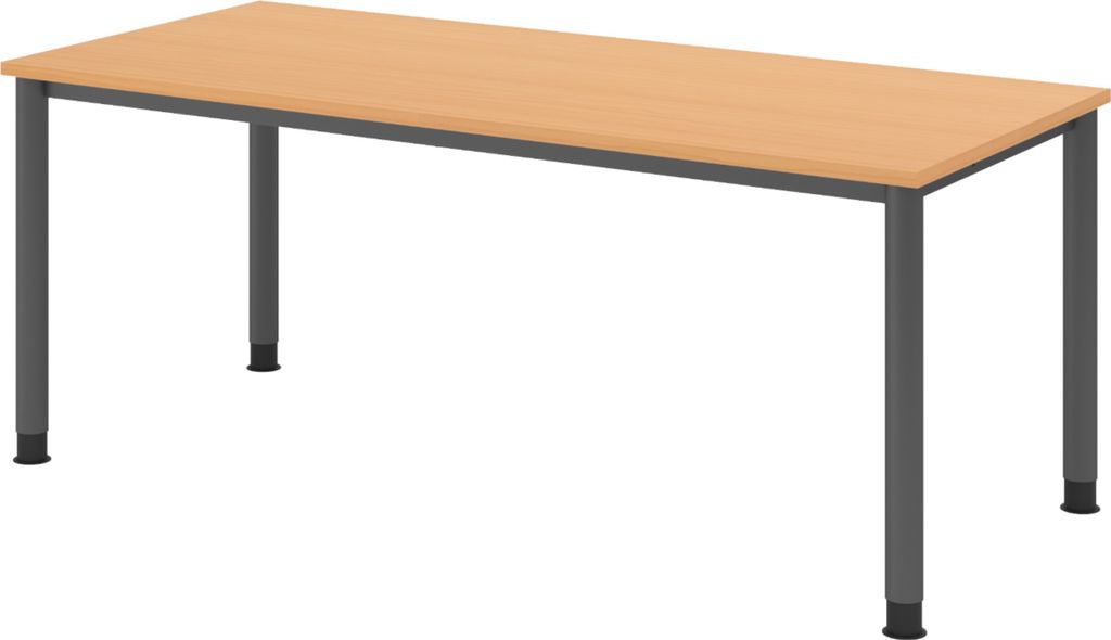 bümö Schreibtisch Serie-H Gestell: Graphit - Nachbildung: Buche, Größe: 180 x 80 cm