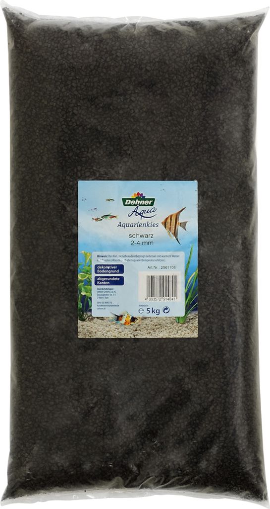 Dehner Aqua Aquarienkies, Körnung 2 - 4 mm, 5 kg, schwarz