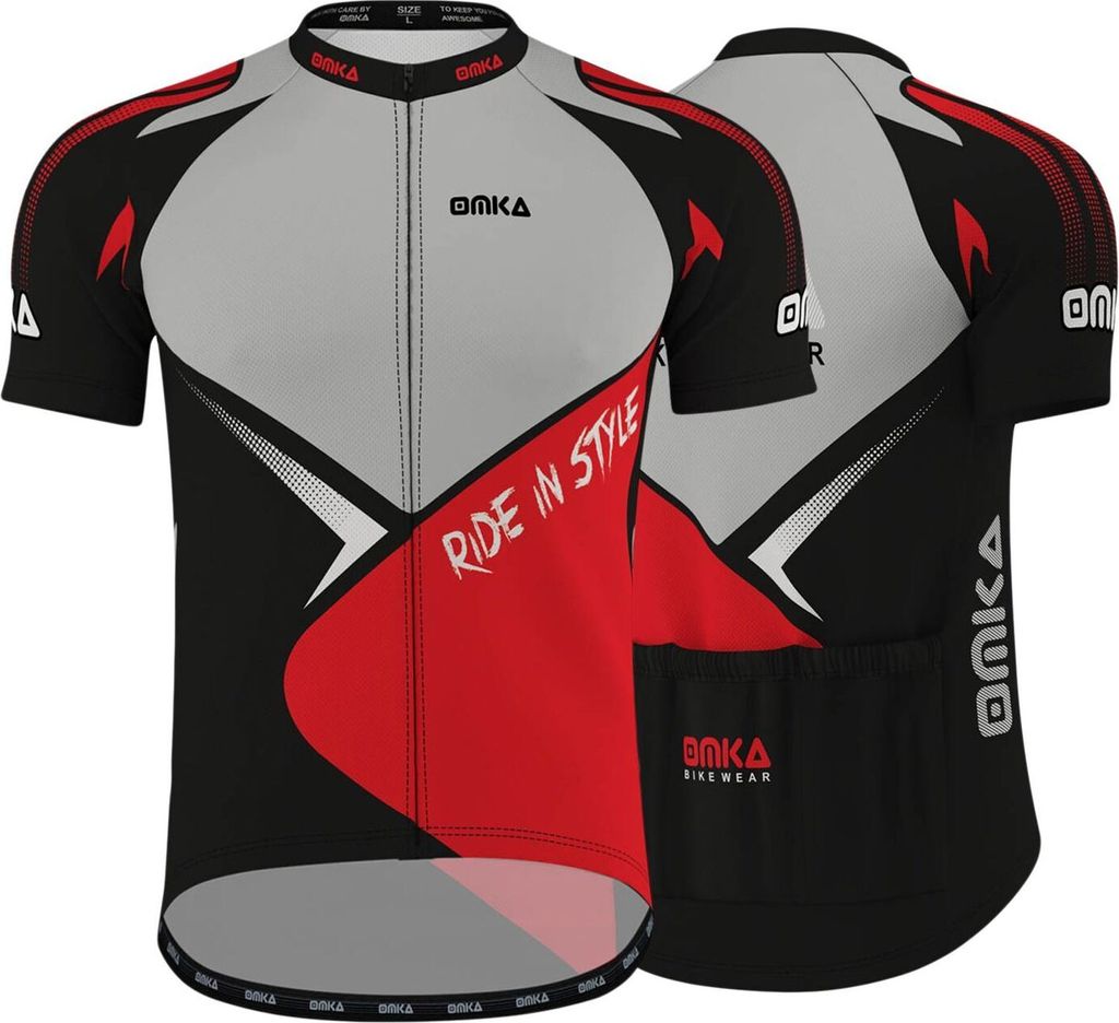 OMKA Herren Radtrikot Fahrrad Radler-Trikot Racing Performance Shirt mit Sublimationsdruck, Größe:S