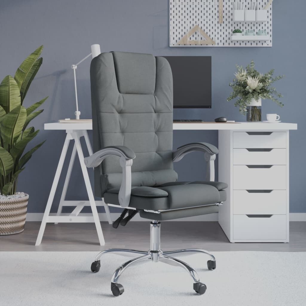 The Living Store Bürostuhl mit Massagefunktion Dunkelgrau Stoff