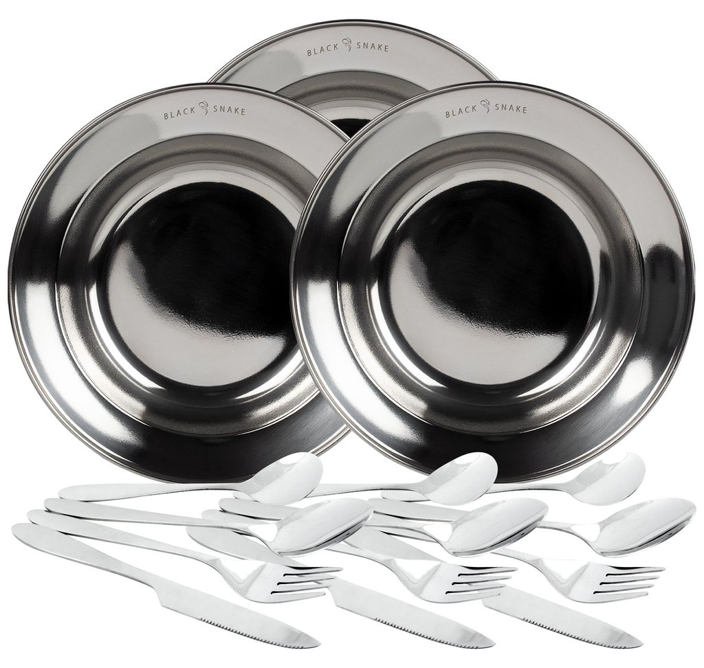 Black Snake® tiefer Edelstahl Camping Picknick Teller Produktbild 