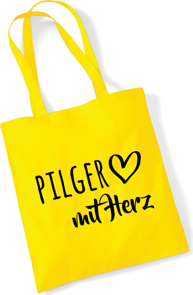 Huuraa Jutebeutel Pilger mit Herz 10 Liter Yellow Baumwolle Tasche Geschenkidee