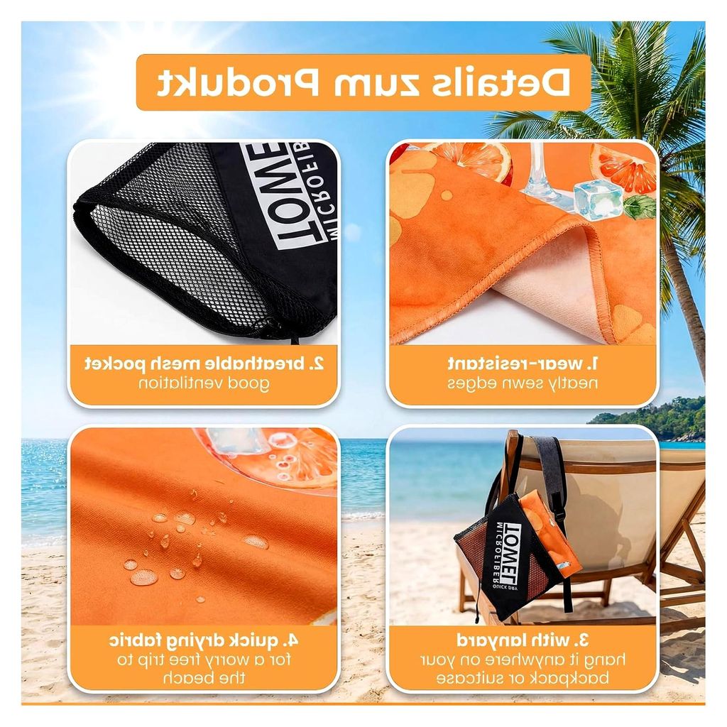Aperol Strandtuch XXL mit Netzbeutel – Mikrofasertuch für Strand, Outdoor und Reisen