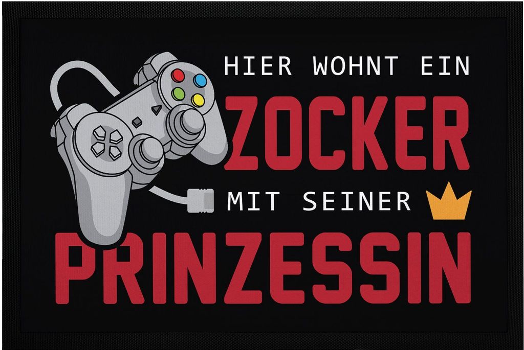 Fußmatte Gaming hier wohnt ein Zocker mit seiner Prinzessin Produktbild 