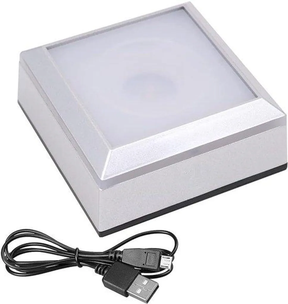 Support lumineux LED carré pour décoration en verre et bloc cristal