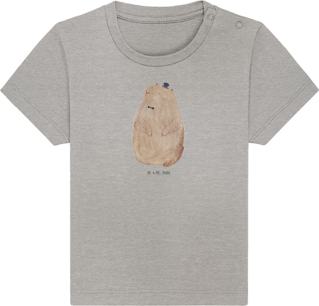 Mr. & Mrs. Panda Babyshirt Murmeltier 6. - 12. Monat - Heather Grey - Geschenk, Anstand, Lustige Sprüche, Baby Shirt, Fröhlichkeit, Knigge, T-Shi...