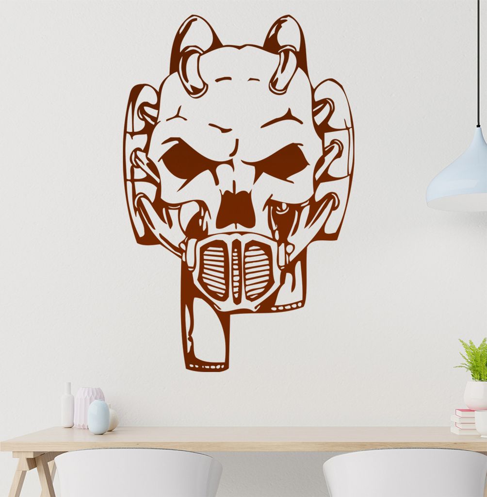 Cyber Schädel Wandtattoo in 6 Größen - Wandaufkleber Wall Sticker - Dekoration, Küche, Wohnzimmer, Schlafzimmer, Badezimmer