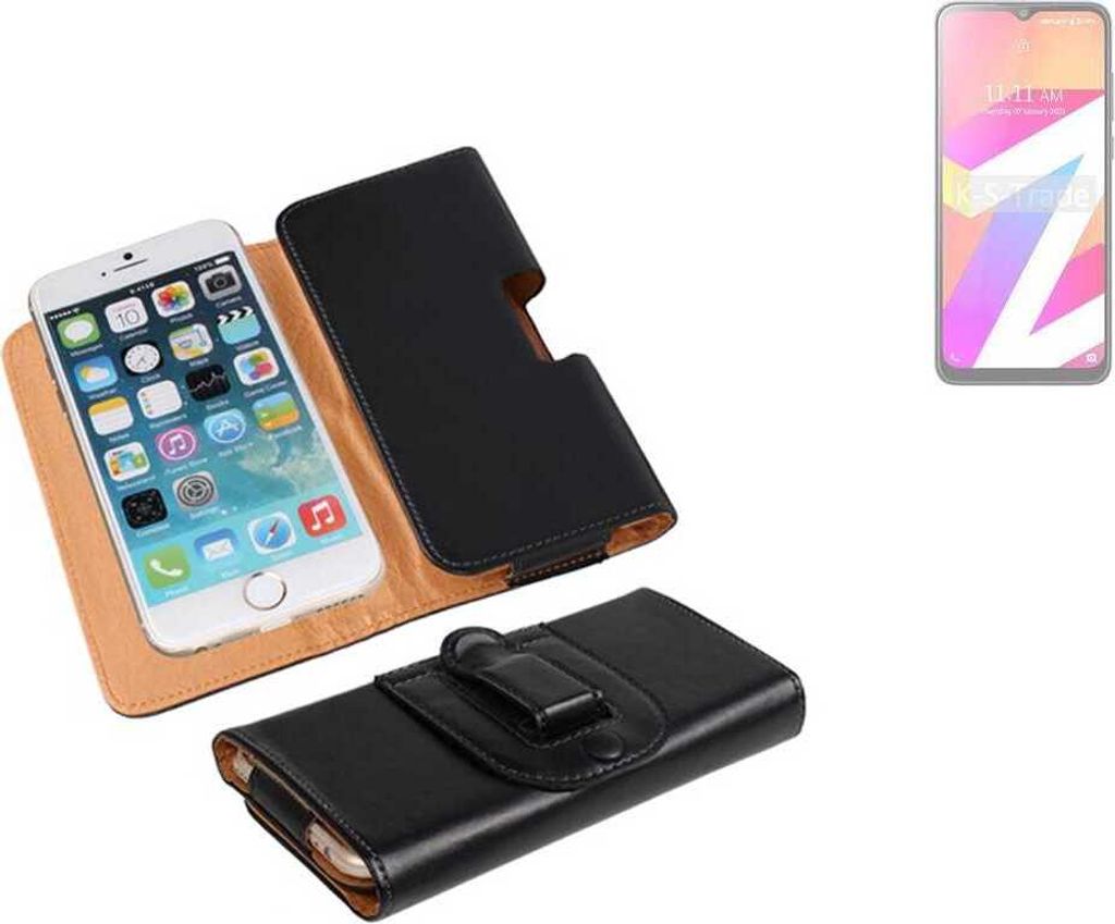 K-S-Trade Schützhülle Handyhülle kompatibel mit Lava Z3 Pro Holster Gürtel Tasche Schutzhülle Handy-Tasche Smartphone Case Seitentasche schwarz