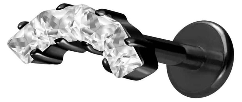 Ohrpiercing, Nasenpiercing Titan Labret mit Innengewinde EINGEFASSTE KRISTALLTRAPEZE Schwarz Stablänge: 10mm | Stabstärke: 1,6mm | Discgröße: 4...