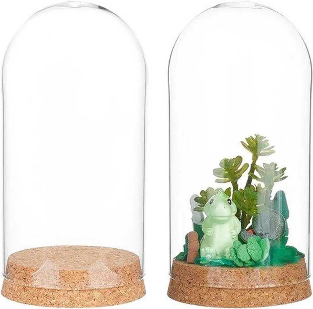 Cloche de présentation en verre 80 x 160 mm avec robinets rotatifs