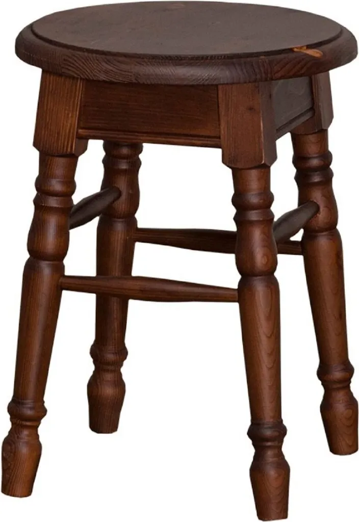 Tabouret de Style Rustique en Bois Massif Marron pour Salon et Entrée