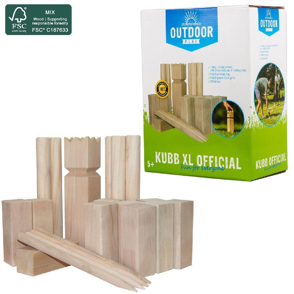 Outdoor Play Kubb Spiel XL mit TragetascheHolz Gartenspiel