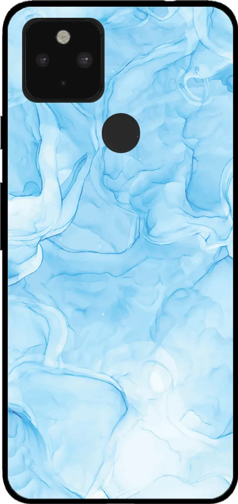Cover Marmo Google Pixel 4A 5G - Custodia Sottile Blu Light Marble