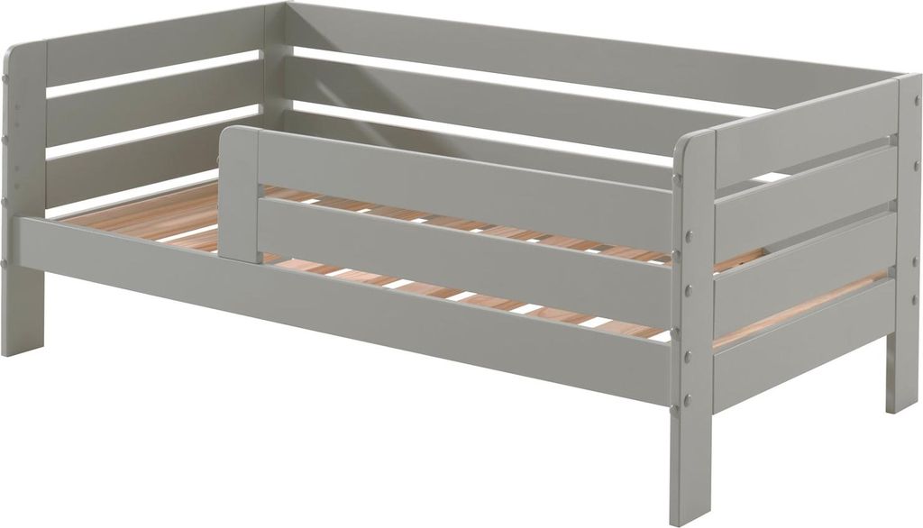 FURNLUX Kids Single Bed Toddler Grey 70x140cm / Hauptfarbe: Grau / Abmessungen: 76 x 144 x 56 cm