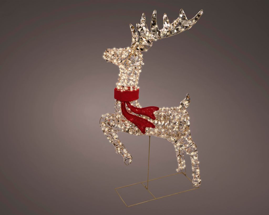 Micro LED objekt JELEN SKÁKAJÍCÍ, 18x57x100 cm, zlatý, Obrázok produktu 