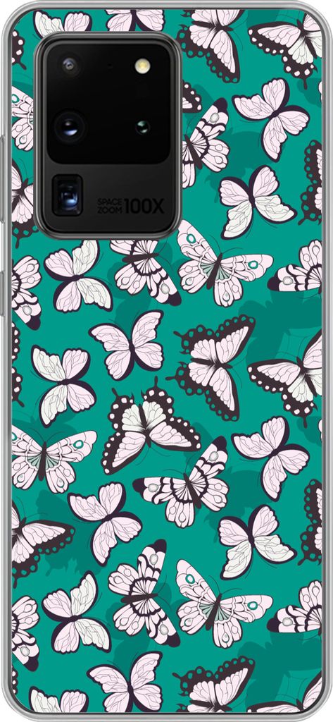 MuchoWow Handyhülle Schutzhülle Hülle für Telefoonhoesje Samsung Galaxy S20 Ultra Mädchen - Schmetterling - Tiere - Muster - Mädchen - Kind...