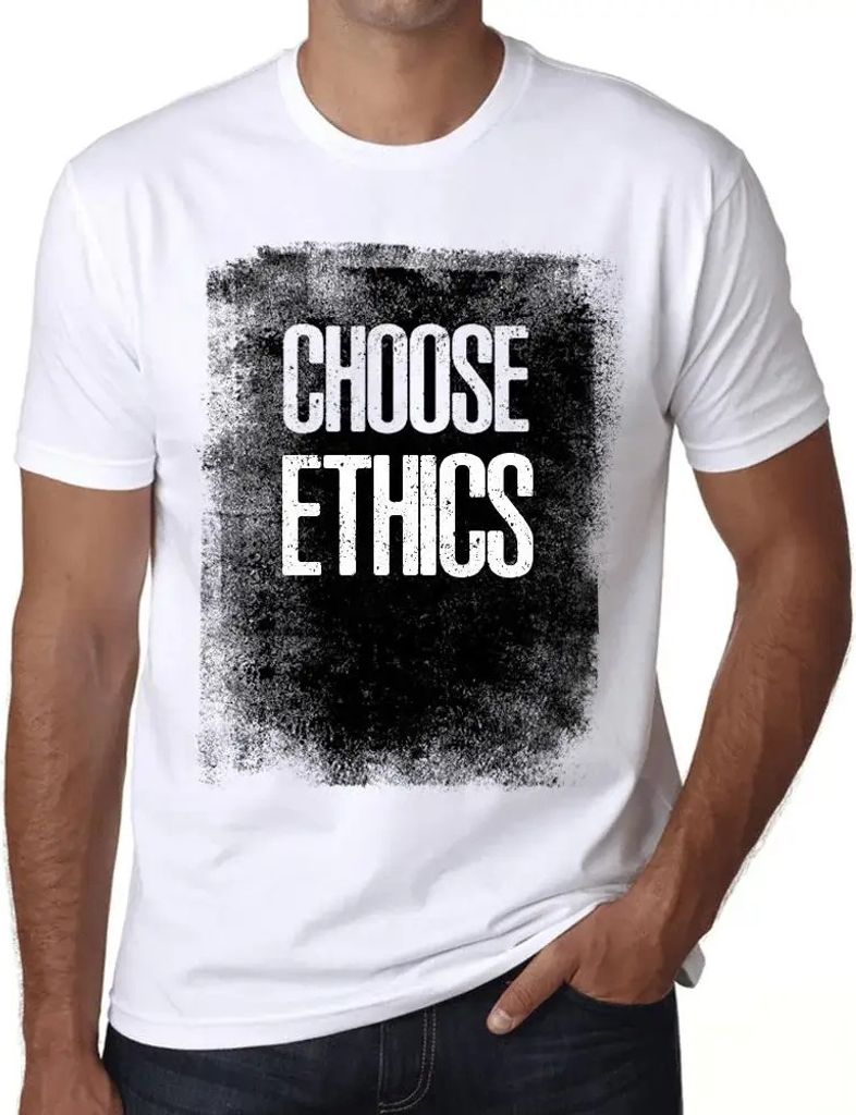 Herren Grafik T-Shirt Ethik wählen – Choose Ethics – Öko-Verantwortlich Vintage Jahrgang Kurzarm Lustige Druck Geburtstag Geschenk Mann