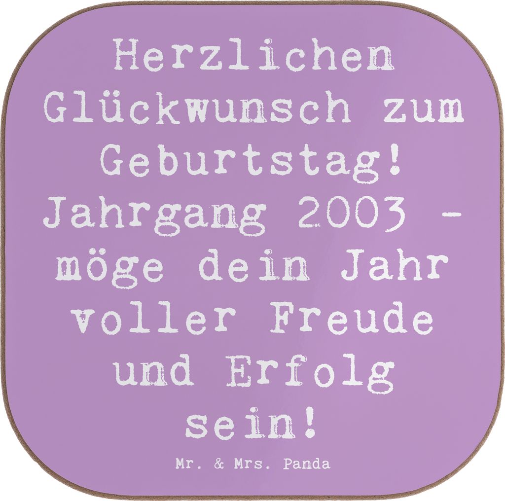 Mr. & Mrs. Panda Untersetzer für Gläser Spruch 2003 Geburtstag - Lavendeltraum - Geschenk, liebevolle Grüße, gläseruntersetzer, Geburtstagsges...
