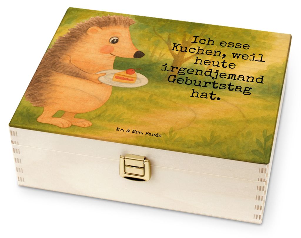 Mr. & Mrs. Panda Teebox Igel Kuchenstück Design - Weiß - Geschenk, Essen Spruch, Kuchen, Backen, tee aufbewahrung holz, Geburtstagskuchen, Lustig...