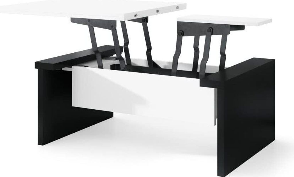 Esszimmertisch Grand , Esstisch , bis 180cm ausziehbar , höhenverstellbar , Küchentisch , Kitchen Table , 120x70cm , 05 , Weiß+Schwarz