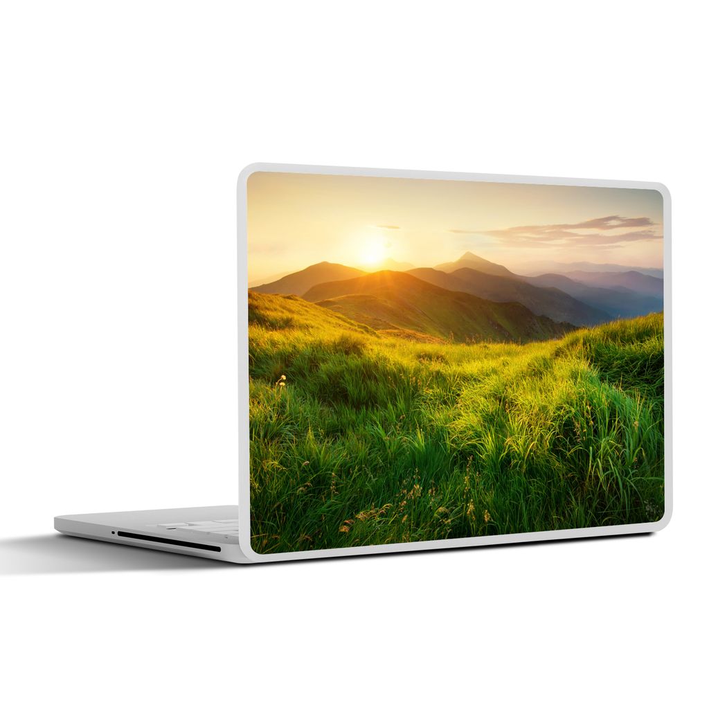MuchoWow Laptop Aufkleber Sticker Cover Gras - Hügel - Sonne - Natur - Landschaft 25x18 cm - Laptop-Deko