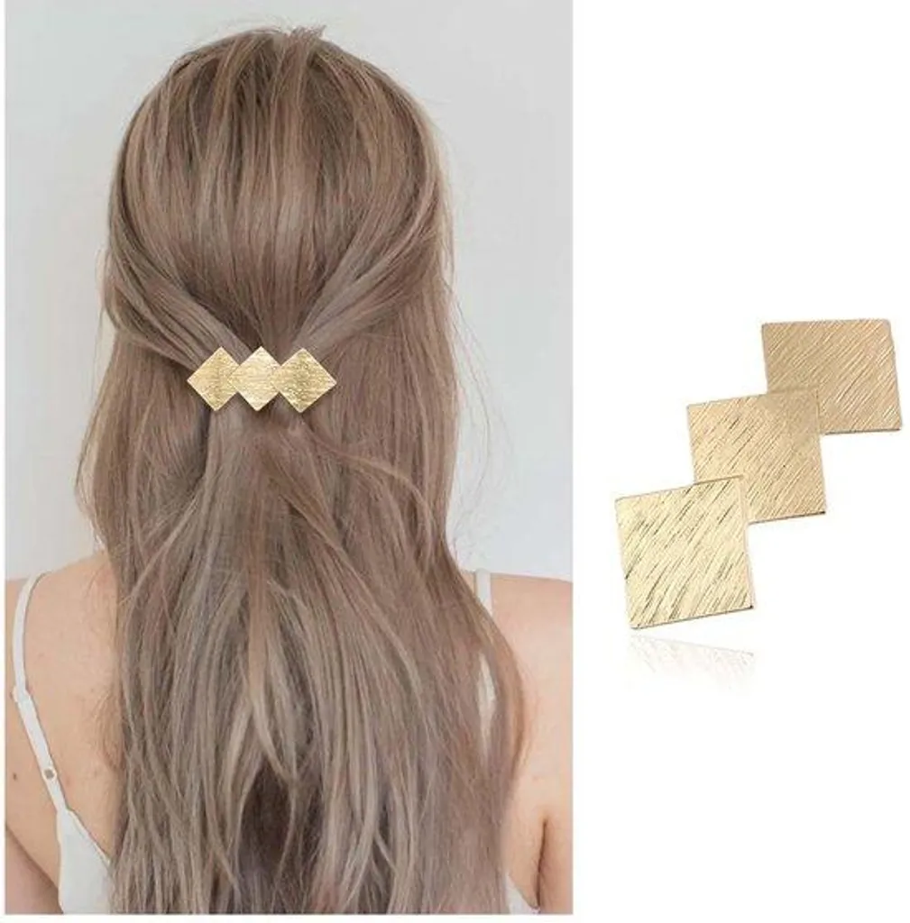 Barrette cheveux épais anti-glisse grande taille jaune métallique