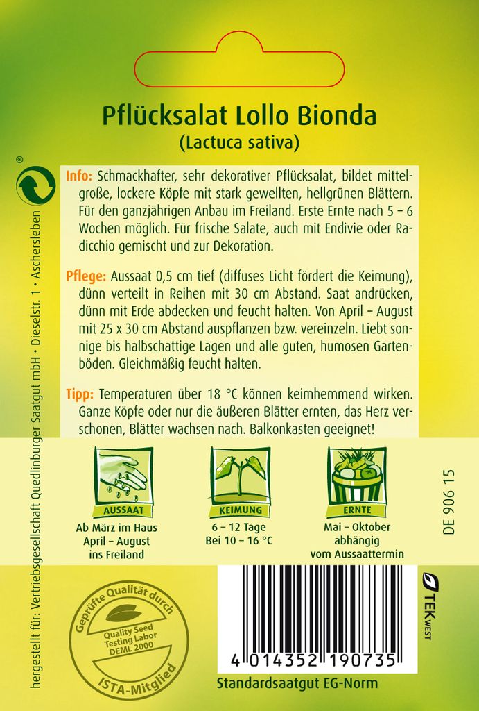 Pflücksalat, Lollo bionda Produktbild 