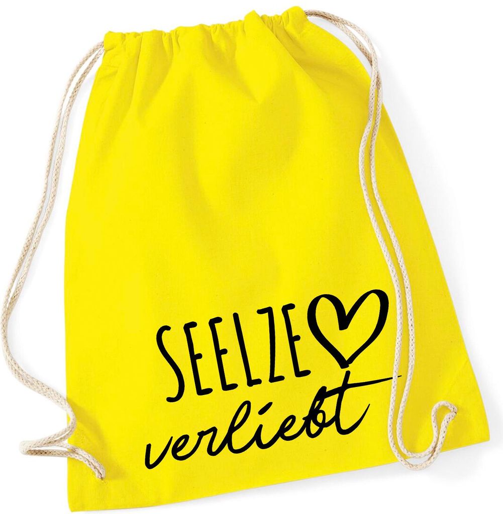 Huuraa Turnbeutel Seelze verliebt 12 Liter Yellow Baumwolle Rucksack Geschenkidee