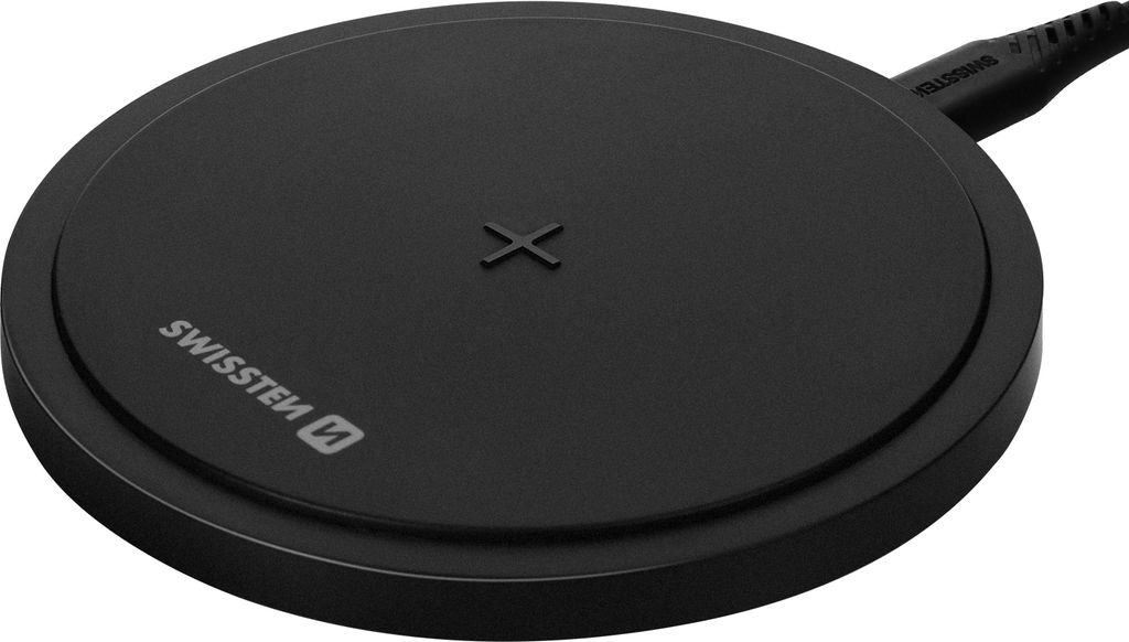 Swissten - drahtloses Ladegerät Qi 15W (schwarz)