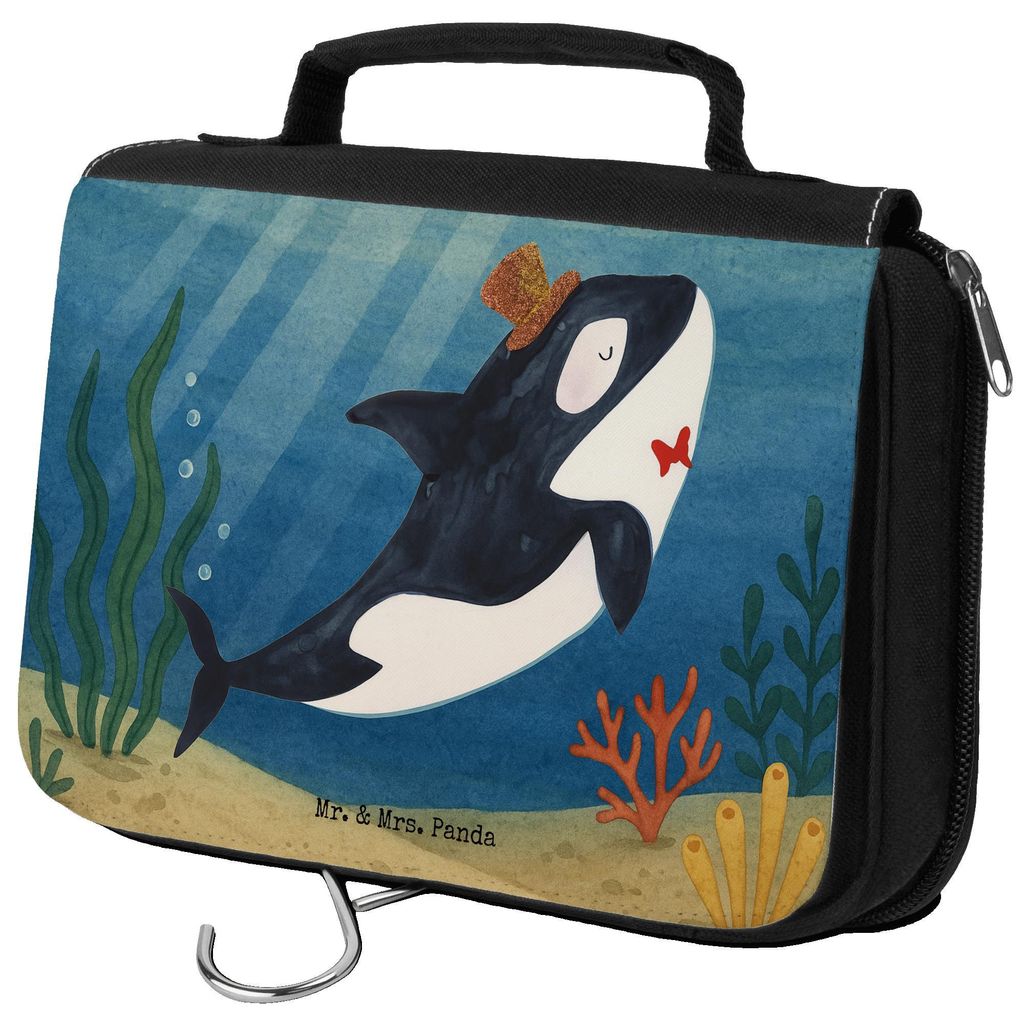 Mr. & Mrs. Panda kosmetiktäschchen Orca Zylinder Design - Weiß - Geschenk, badtasche, kulturtäschchen, Schminktasche, Glückwunsch, Kulturbeutel...