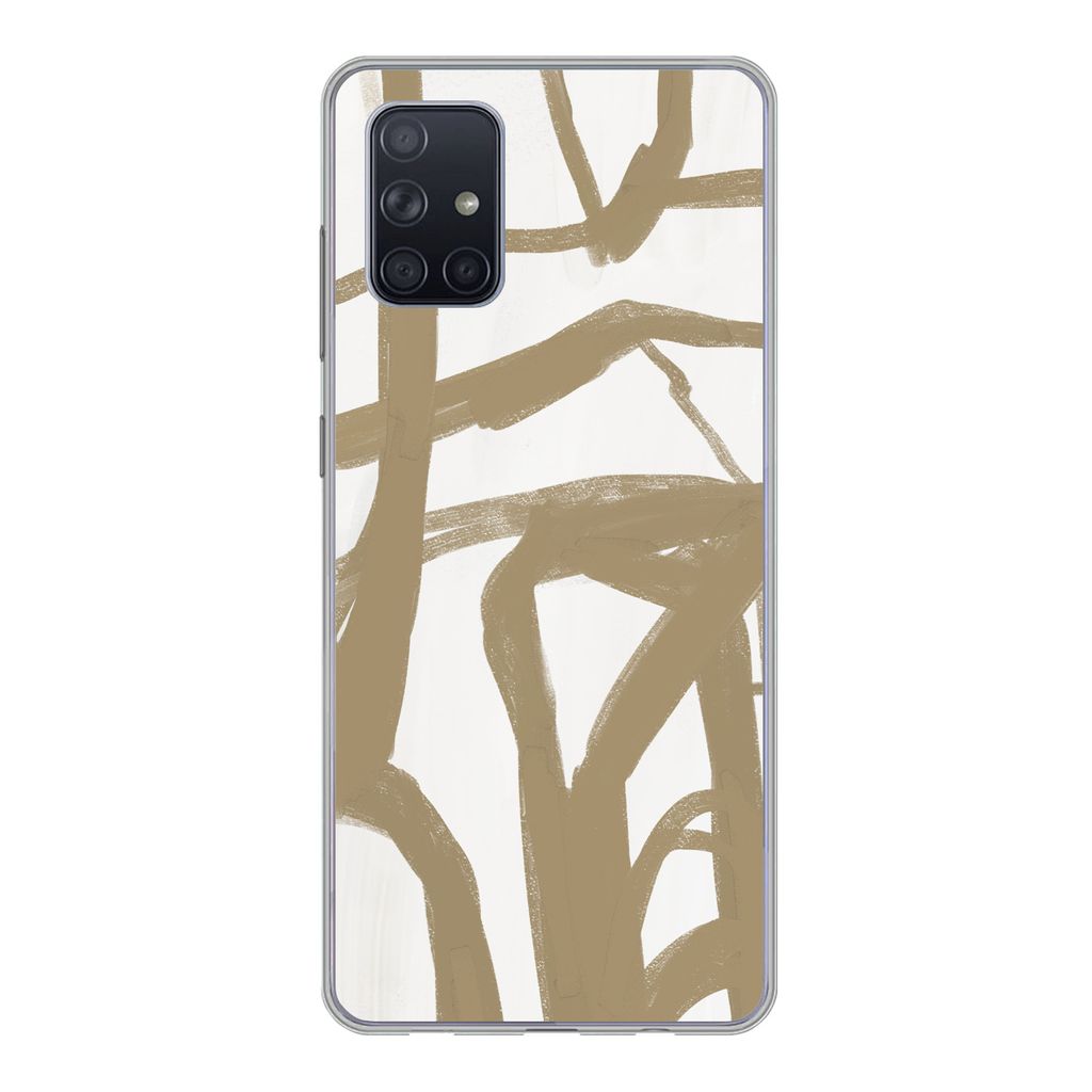 MuchoWow Handyhülle Schutzhülle Hülle für Samsung Galaxy A51 5G Braun - Weiß - Abstrakt Silikon Softcase Handy Hülle - Abbildung