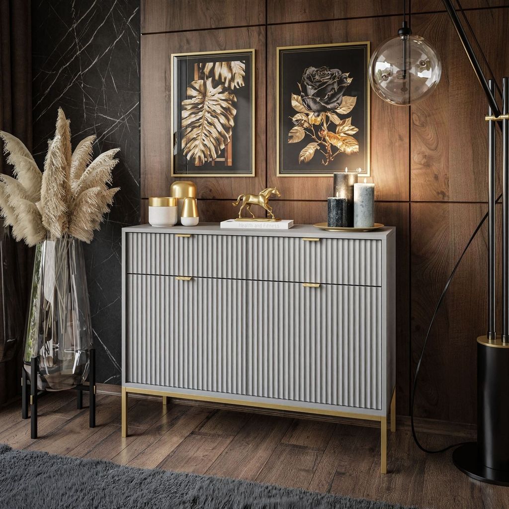CORTADO GOLD Kommode KSZ104 mit Schubladen grau Produktbild 