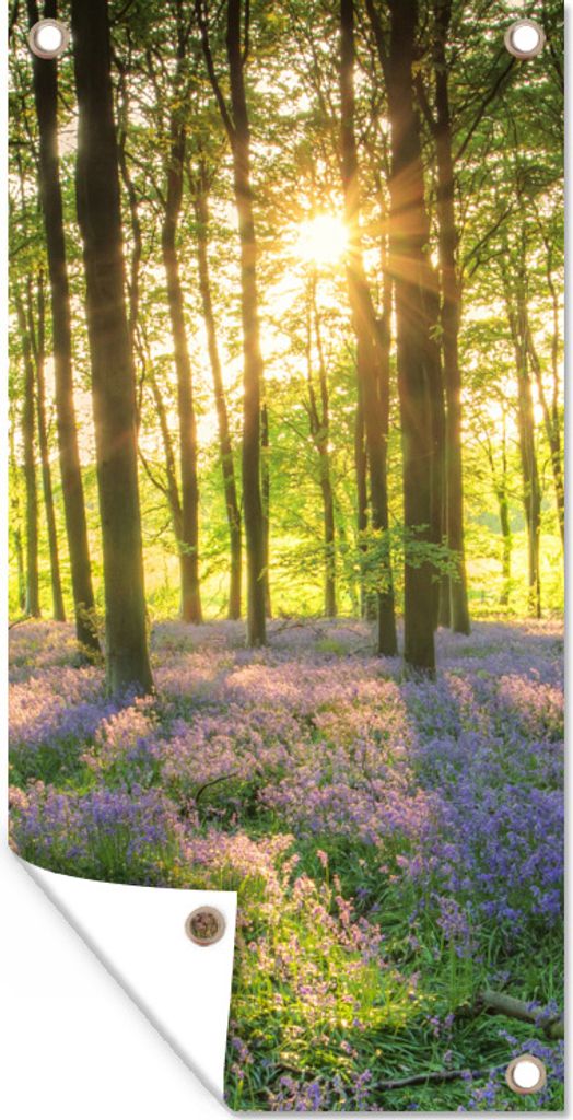 MuchoWow 40x80 cm Outdoor-Poster Gartendeko Sichtschutz Garten Poster für den Garten Frühling - Wald - Sonne