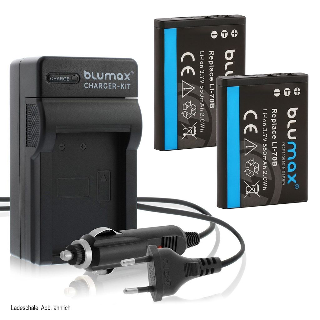 2x Akku + Lader für Olympus Li -70B  VG-120, VG-130, Produktbild 