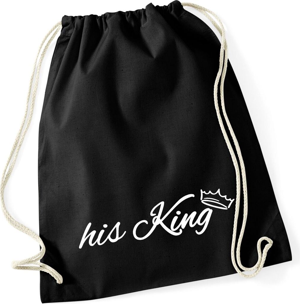 Huuraa Turnbeutel his King Krone 12 Liter Black Baumwolle Rucksack Geschenkidee