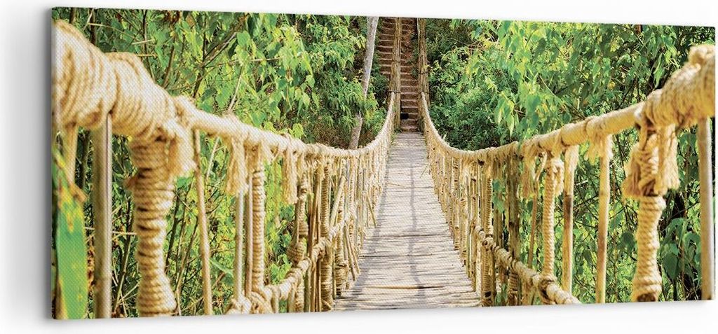 Bild auf Leinwand - Leinwandbild - Einteilig - Brücke Seil Dschungel - 120x50cm - Wand Bild - Wanddeko - Wandbilder - Leinwanddruck - Bilder - Wan...