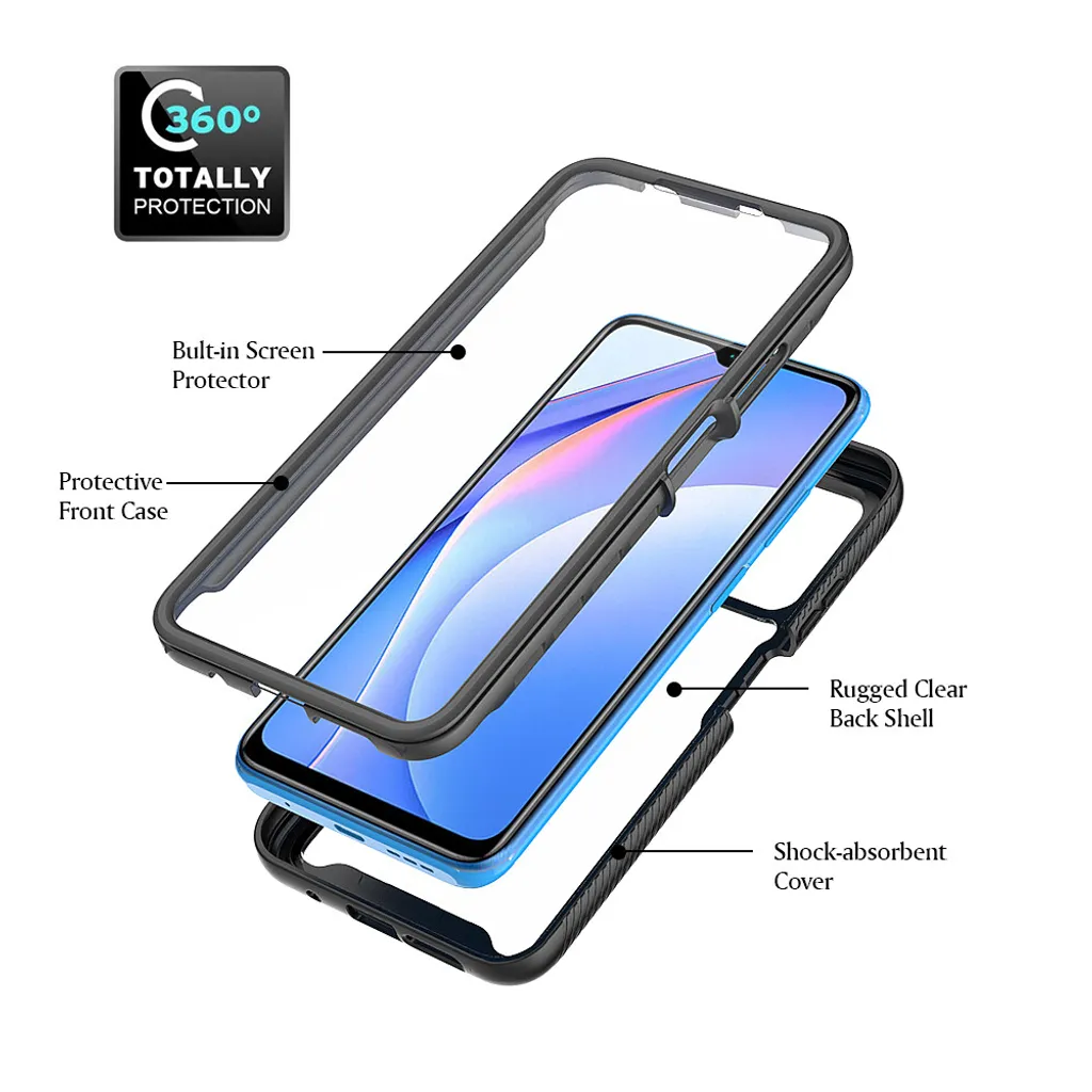 Cover 360° Poco M3 con Screen Protector - Rugged Case Blu Navy - 3