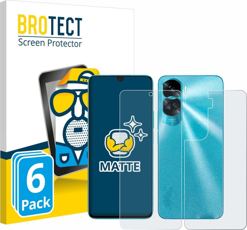 6x BROTECT Schutzfolie für Honor 90 Lite (Display+Rückseite) Displayschutz Displayschutzfolie Folie Matt Entspiegelungsfolie