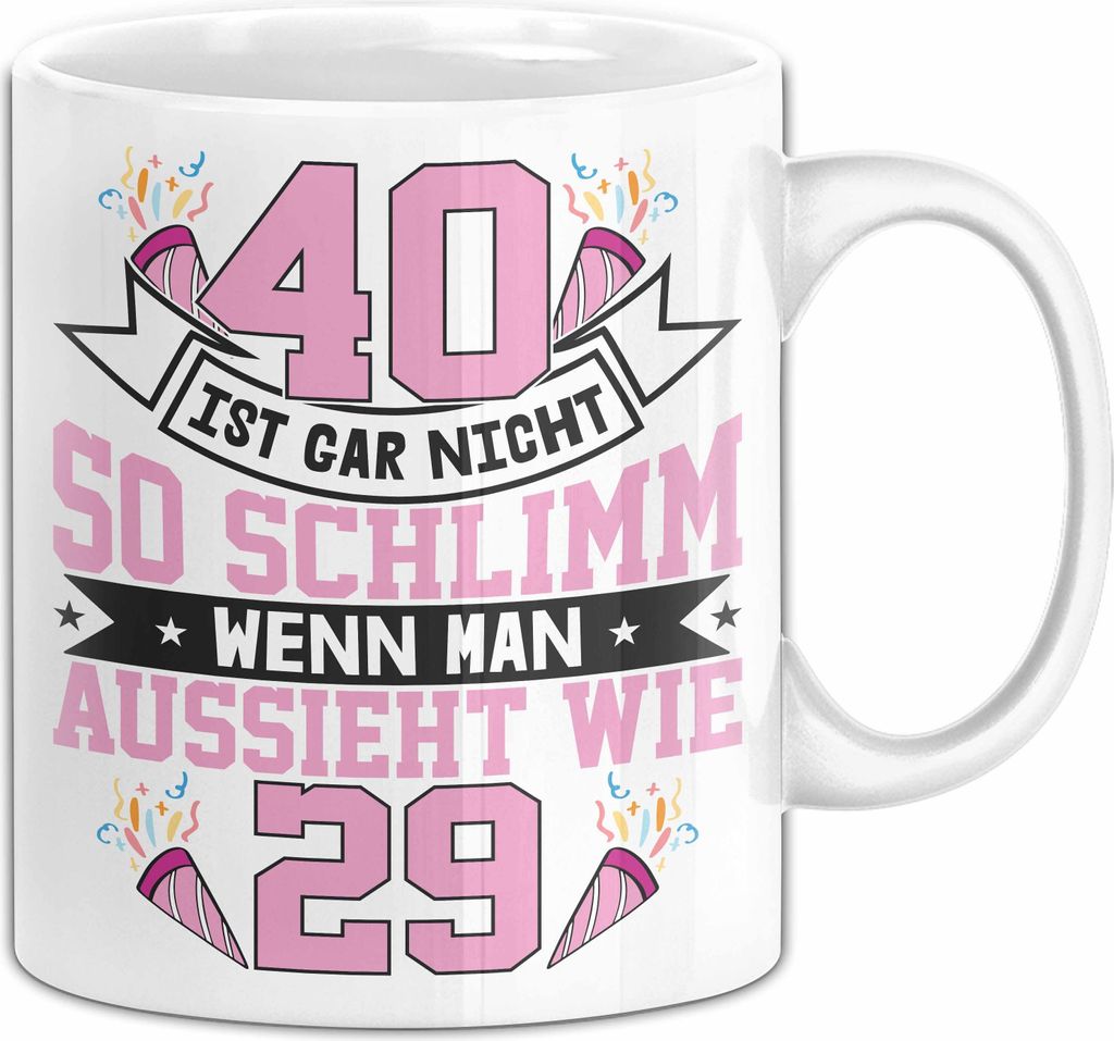 40. Geburtstag Frauen Geschenkidee Kaffee-Becher Mutter Mama Geschenk Zum 40. (Weiß)