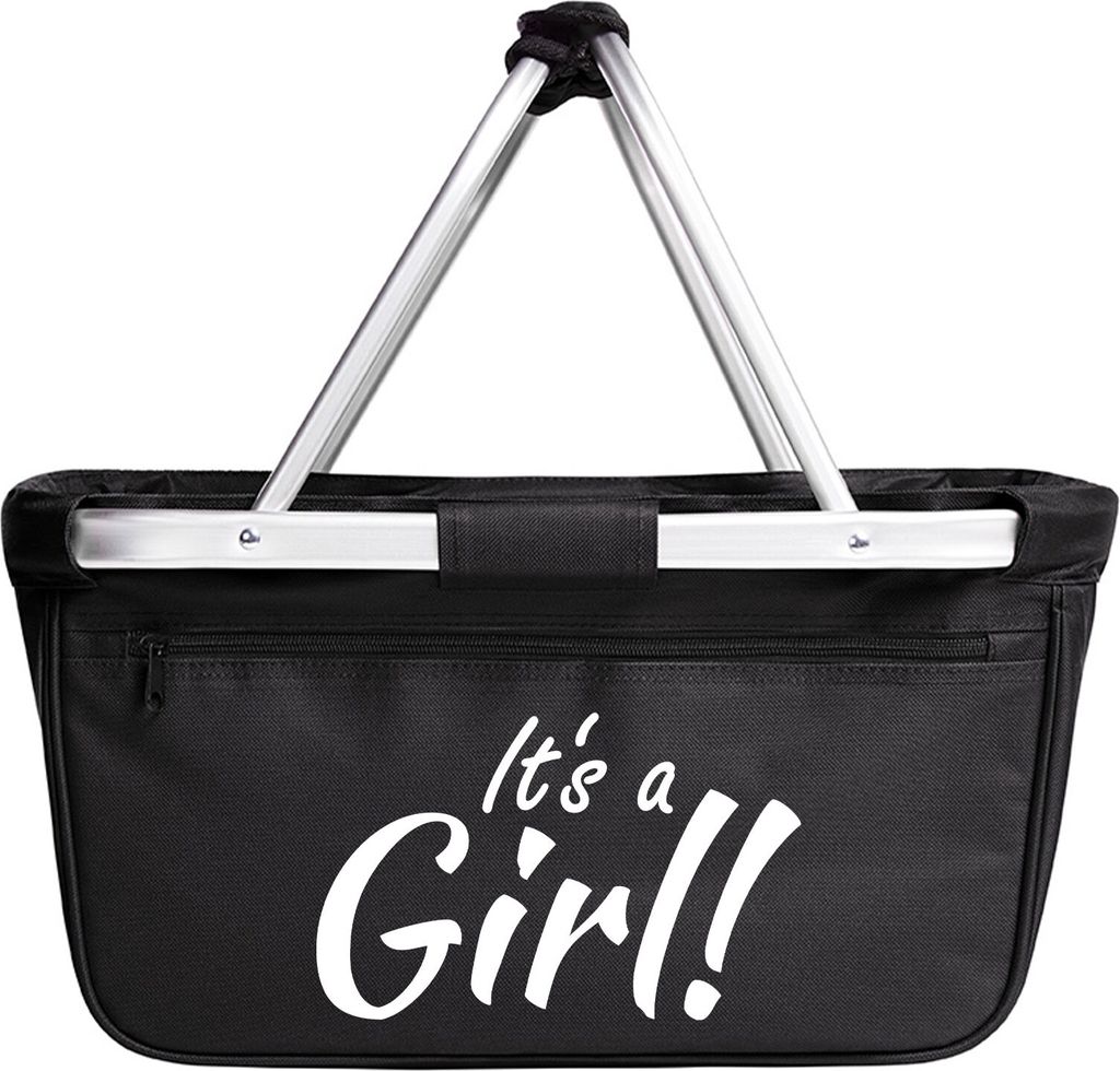 Huuraa Einkaufskorb It`s a Girl! Schriftzug 20 Liter Black faltbarer Tragekorb Geschenkidee