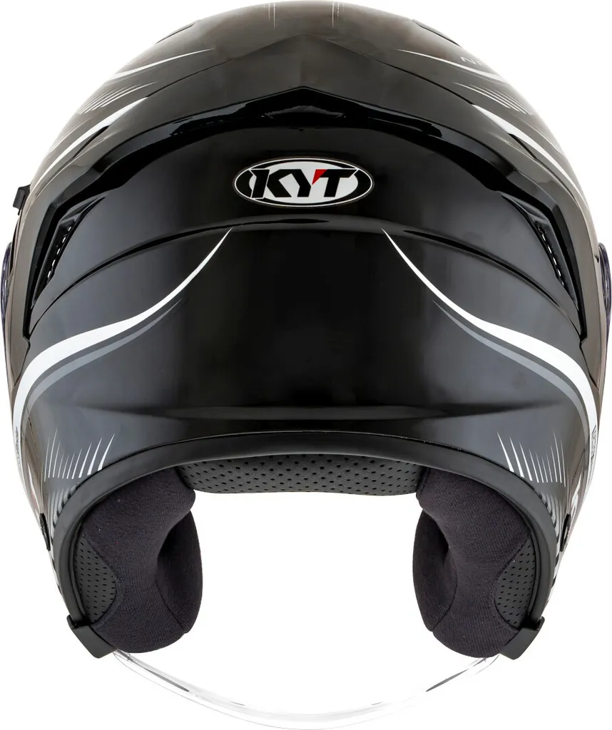 Casque jet KYT NF-J Radar noir et blanc taille S pour scooter urbain
