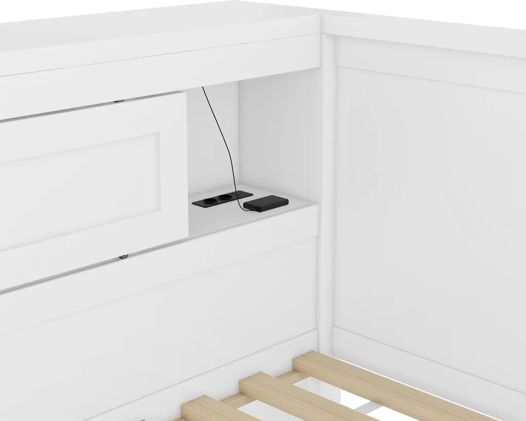 Lit Simple 90x200 cm Connecté avec LED et Prises USB Intégrées