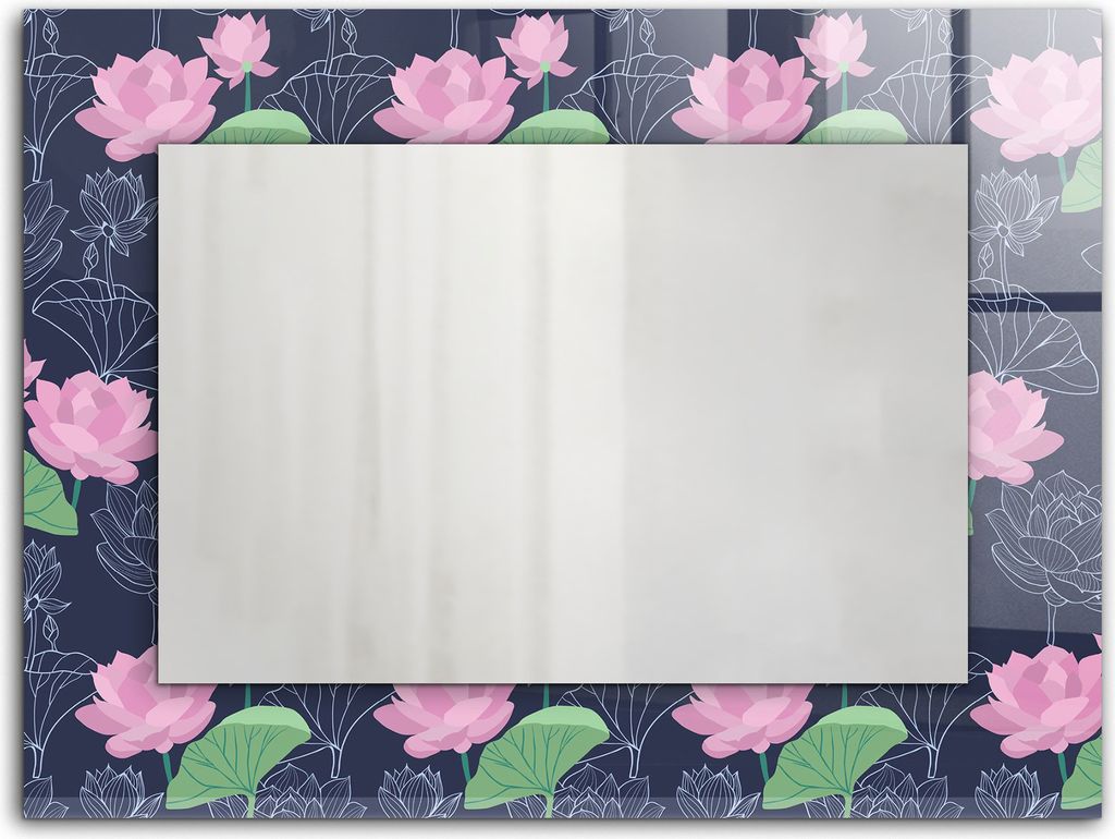 Rosa Lotosblumen – Rechteckiger Spiegel mit Druck 80x60 cm – Modern - Dekorativ für die Wand