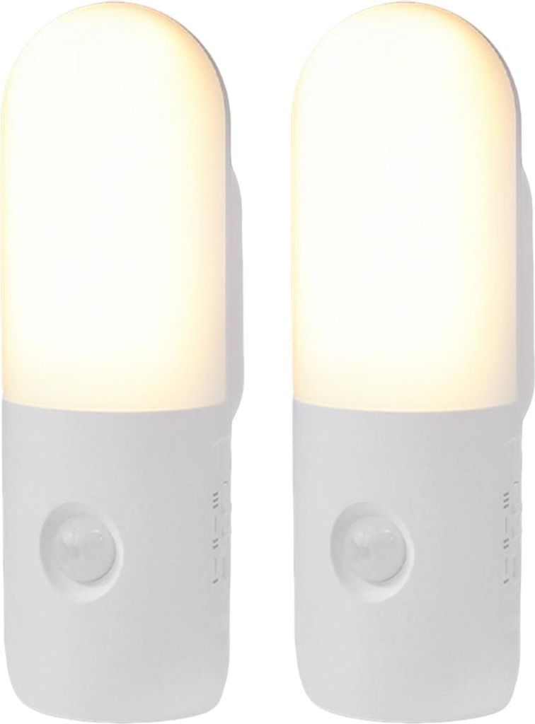 2 Stück LED Nachtlampe mit Magnetfuß, Bewegungsmelder, wiederaufladbar, Augenschonend, 3 Farbtemperaturen, Auto-Ein/Aus für Flur & Treppe