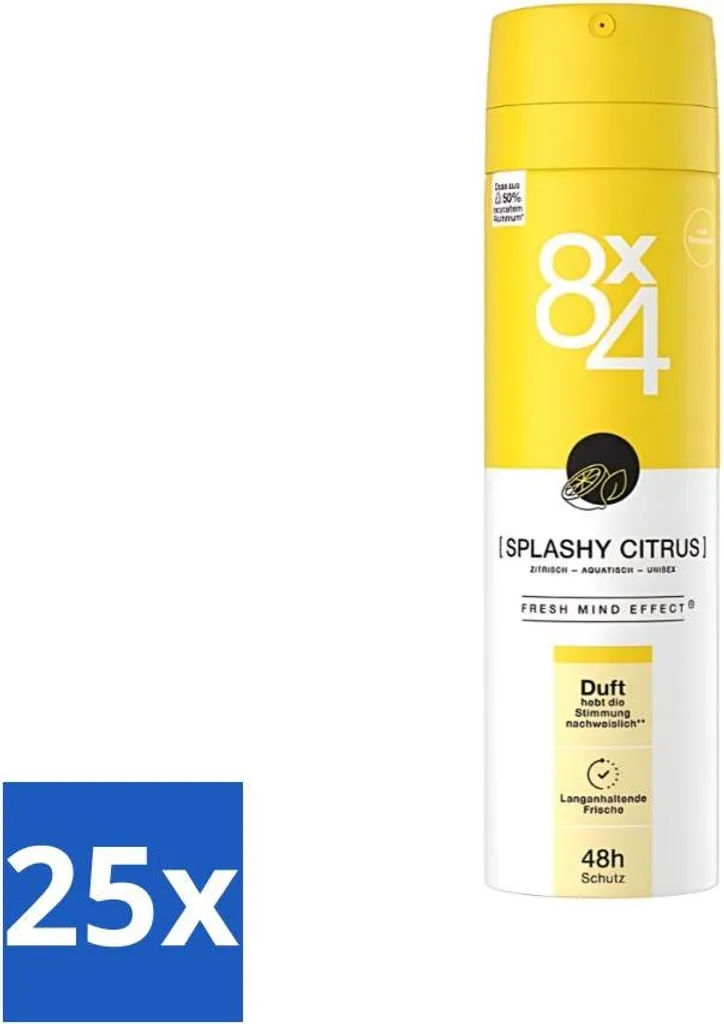 8x4 Deodorante Splashy Citrus 150ml - Stock Risparmio 25 Pezzi Prezzo