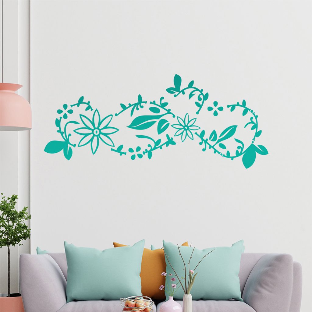 Blume - Ranken Wandtattoo in 6 Größen - Wandaufkleber Wall Sticker - Dekoration, Küche, Wohnzimmer, Schlafzimmer, Badezimmer