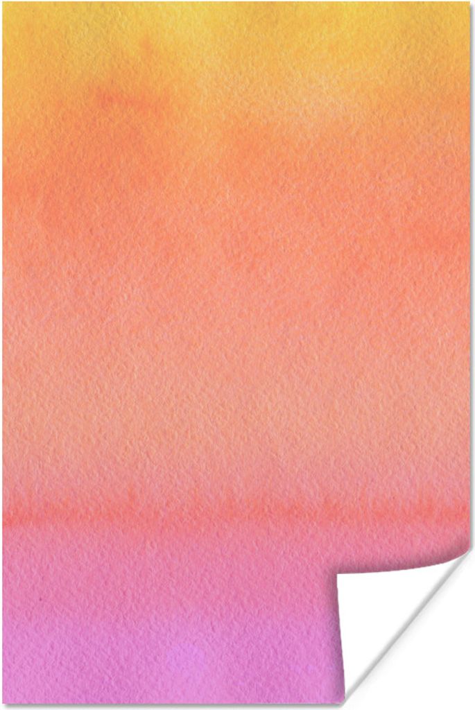 MuchoWow Poster Aquarell - Rosa - Orange - Gelb 120x180 cm - Kunstposter