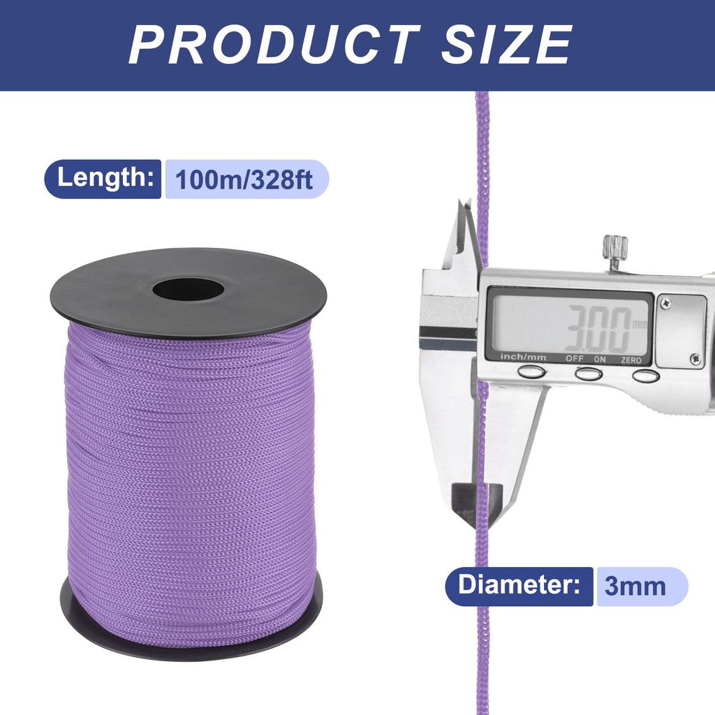 Polypropylen-Seil 3mm Polypropylenseil 10Om PP Flechtleine Textilseil Leine Nylonschnur Schnur Rei?feste Rope Kunststoffseil fš¹r W?scheleine Cam...