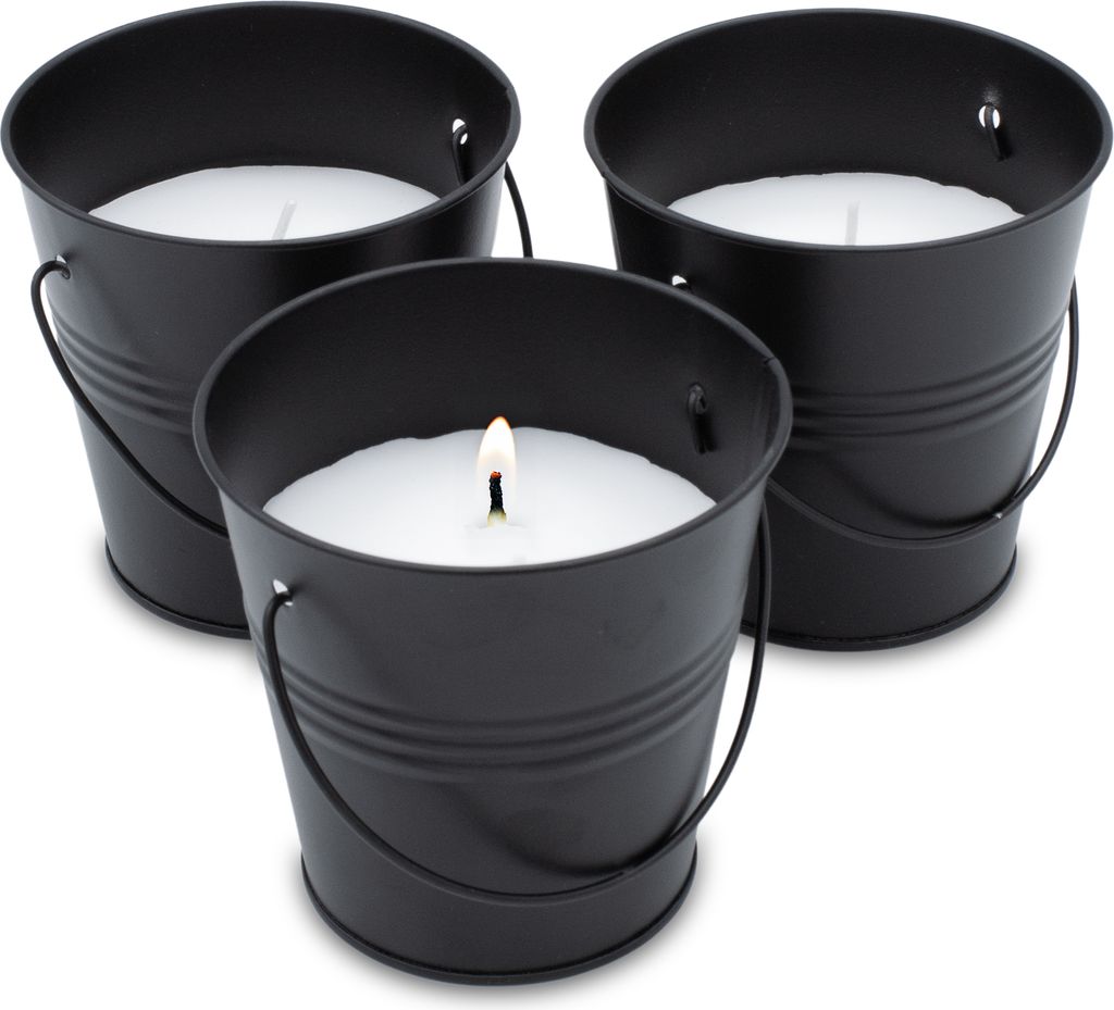 Bougie à la citronnelle dans un seau en métal noir - 165g / Image du produit 