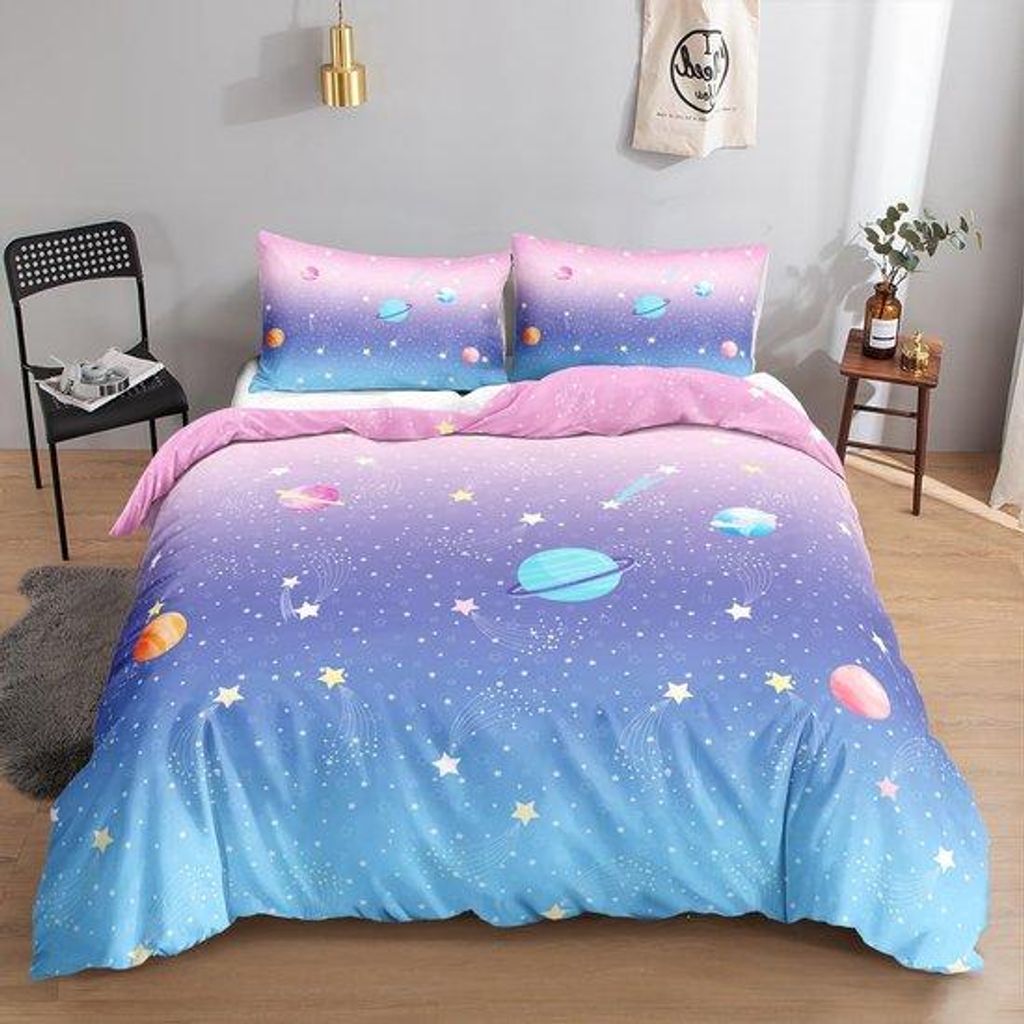 Unyqoos Blue-Purple Bettwäsche-Set mit Reißverschluss für Kinder und Erwachsene